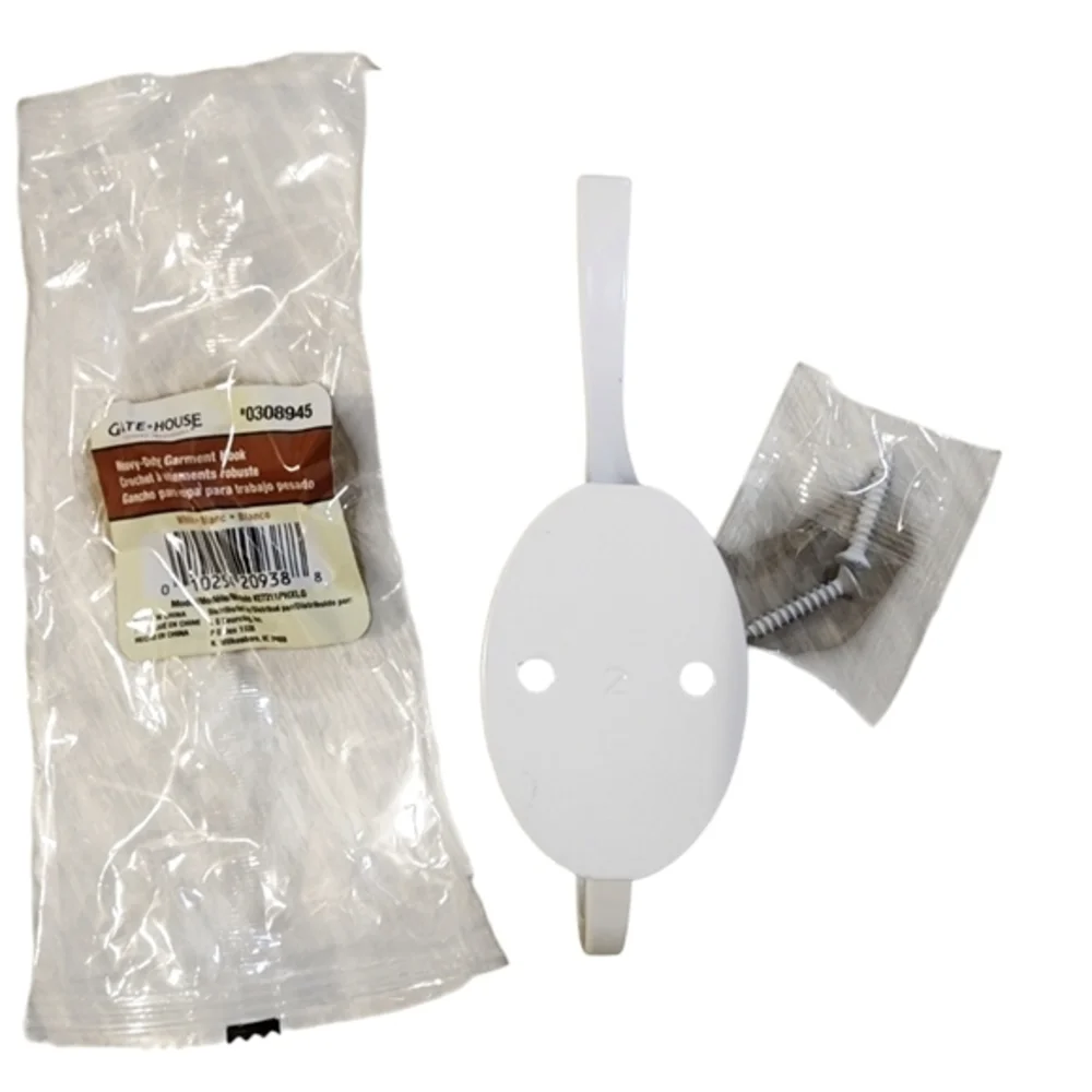 4 Heavy Duty Metal Garment Hooks in White, Satin Nickel‎ or Oil rubbed bronze